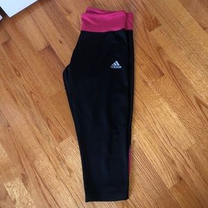 Adidas Climalite Black and Pink Cropped Leggings